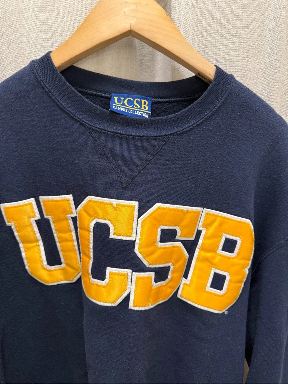 Navy Crewneck Sweatshirt with Gold Lettering